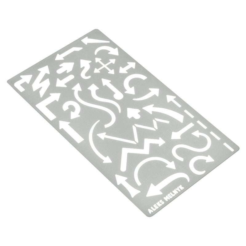 Aleks Melnyk No.15 Metal Journal Stencil, Arrow, Stainless Steel Stencil 1 PCS, All Purpose Template Tool for Wood Burning, Bullet Journaling, Geometry Drawing, Painting, Technical Template - Image 2